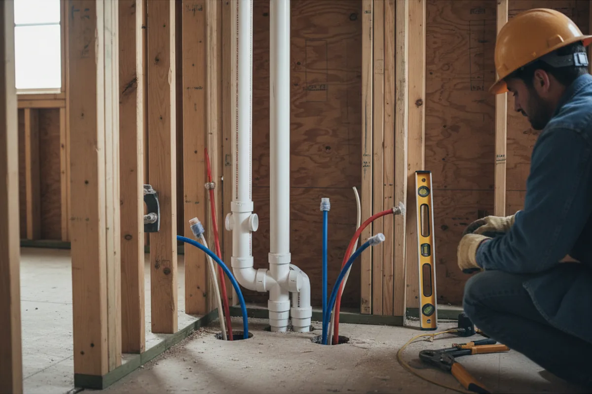 Drain and supply rough-in during Leak Detection in Paden