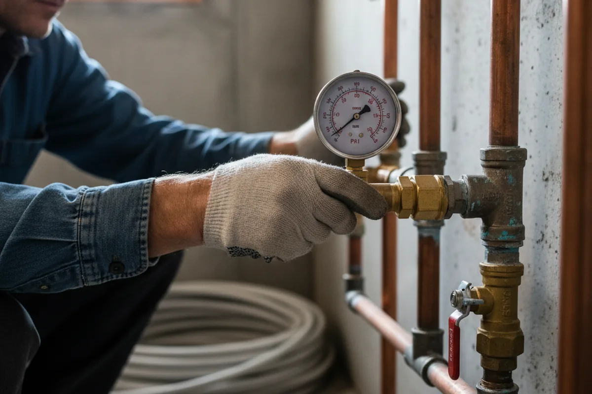 Pressure testing a repaired line during Water Line Repair in Paden